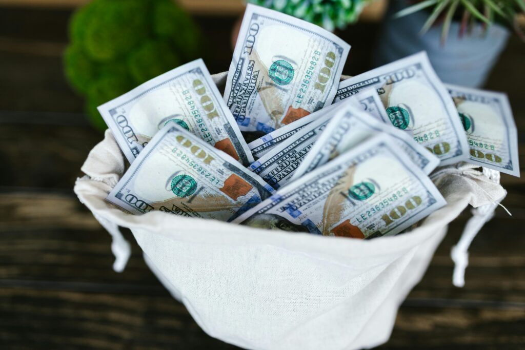 Basket full of money