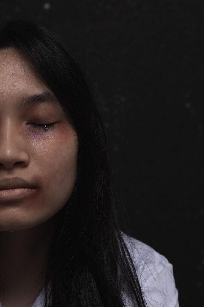 Victim of sexual abuse, crying